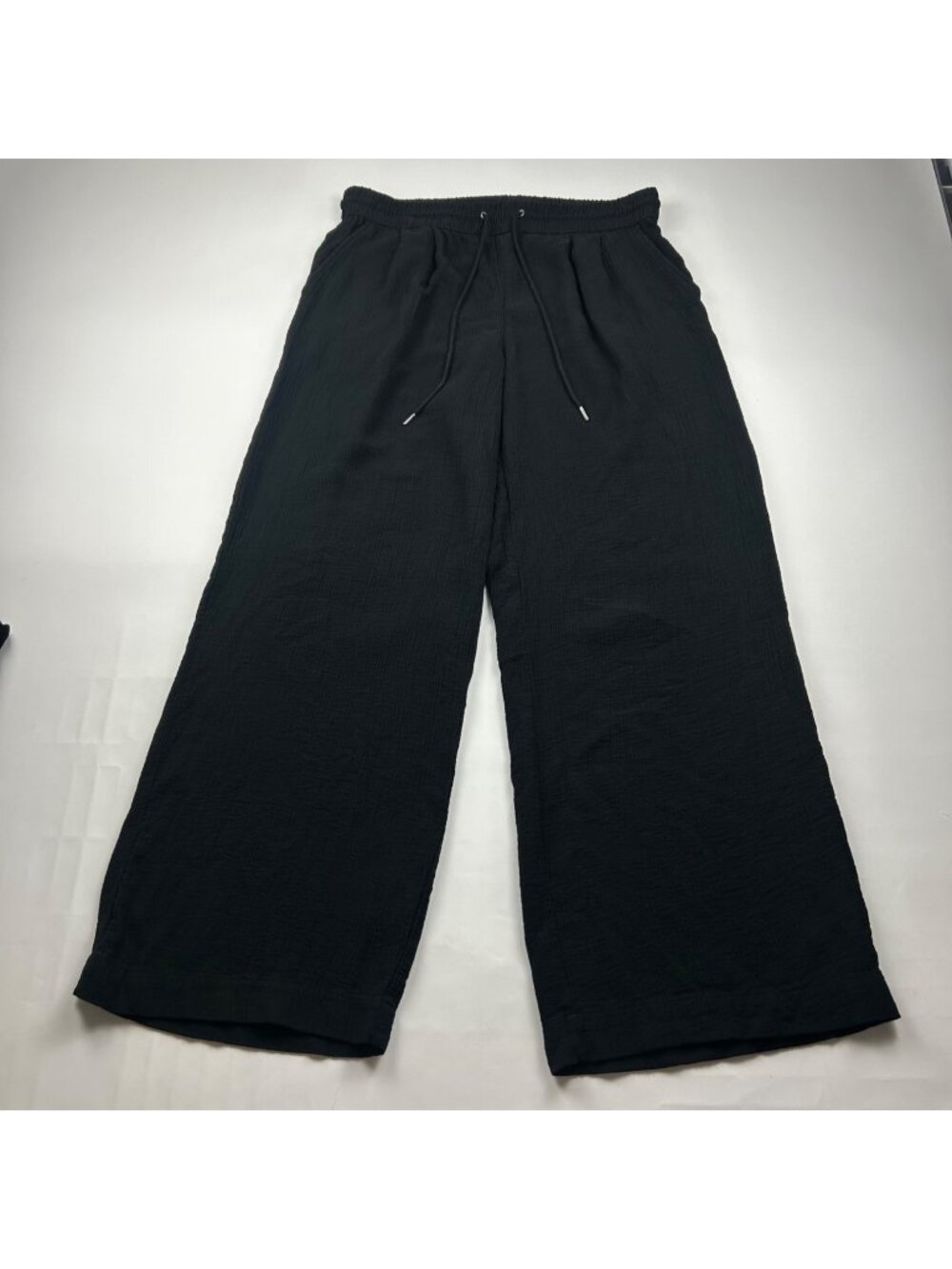A New Day Black Crinkle Wide Leg Lounge Pant L